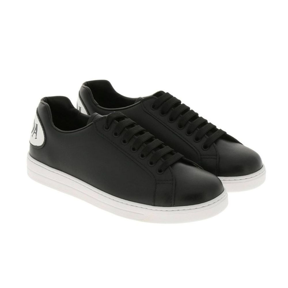 Prada Men's Leather Rear Logo Sneakers Black
